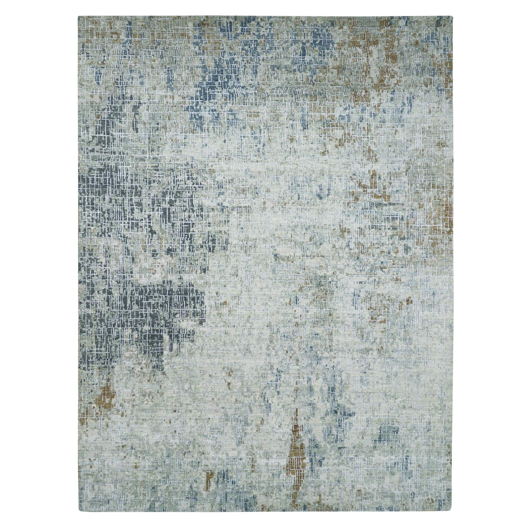 Misty Gray, Hand Knotted, Persian Knot, Abstract with Galaxy Design, 100% Wool, Densely Woven, Oriental Rug